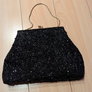 Elegant Black Vintage Beaded Evening Bag